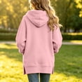 thumbnail image 2 of Tween Girls Long Tunic Hoodies Long Sleeve Pullover Sweatshirts with Kangaroo Pockets Side Slit Relaxed Fit Casual Fall Outfits Activewear Trendy Fashion Tops, Size 9-10, 2 of 5