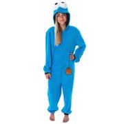 Sesame Street Adult Unisex Cookie Monster Costume Sherpa One-Piece Union Suit Pajama Onesie For Men And Women