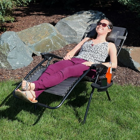 Lounge Chair Pillows Sunnydaze Outdoor XL Zero Gravity Lounge Chair with Pillow and Cup Holder, Folding Patio Lawn Recliner, Charcoal ()