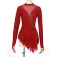 thumbnail image 3 of Raenseen Women Figure Skating Dress Turtlreneck Ice Skating Dress Ballet Lyrical Dance Leotards Burgundy M, 3 of 8