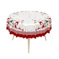 thumbnail image 4 of Duangreer Retro Christmas 70''Round Tablecloth, Elk Sled Xmas Tree Print, Washable Picnic Table Cover for Family Party, Dining, Indoor and Outdoor, 4 of 6