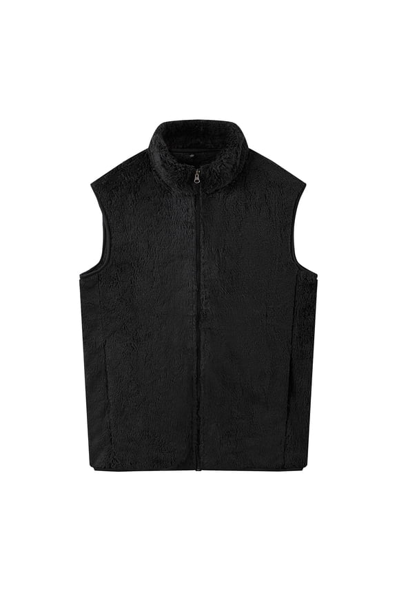 Men's Full-Zip Lightweight Polar Fleece Vest Outerwear Winter Fleece Sleeveless Coats Warm Stand Collar Mountain Vest Windproof Sleeveless Jacket for Travel Hiking Fishing Running Golf
