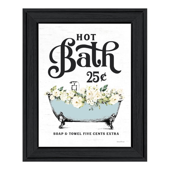 Trendy Decor 4U "Hot Bath" Framed Wall Art, Modern Home Décor Black Framed Print for Living Room, Bedroom & Farmhouse Wall Decoration by Lettered & Lined 15"x19"