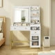 thumbnail image 5 of Yeshouse Tocador con espejo iluminado, enchufe, 2 cajones, armario y estantes, color blanco, 5 of 8