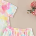 thumbnail image 5 of HCNTES Toddler Summer Outfit Stretchy Tie-Dye Ribbed Knit Tee and Shorts 2-Piece Set for Daily Play Toddler Girl Summer Clothes, 5 of 6