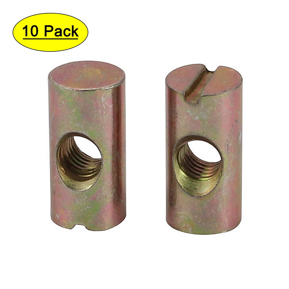 Uxcell M6x20mm Barrel Nuts - 10 Pack For Furniture Assembly, Beds, Chairs - Alloy Slotted Dowel Nuts