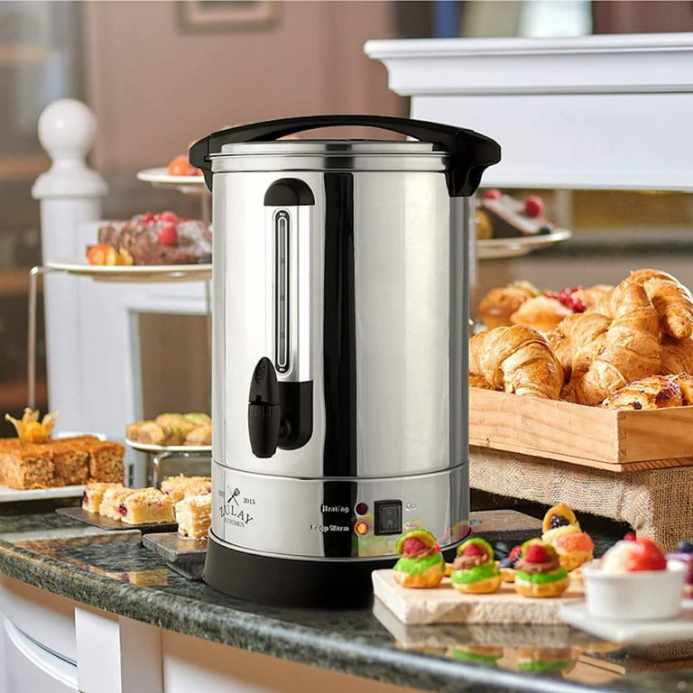 CAZACHEF 100 Cup Commercial Large Coffee Urn Coffee Maker Hot Water  dispenser Auto Temperature Control 1500W Quick Brew Double Wall Stainless  Steel