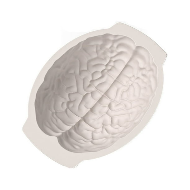 Pisexur Batería de cocina Moldes de gelatina con forma de cerebro de Halloween, molde de silicona con forma de cerebro, herramienta para hornear pasteles, bandeja de para la cocina del hogar
