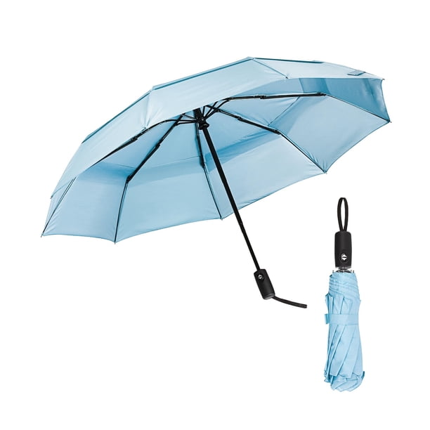 Mr. Pen- Paraguas de viaje a prueba de viento, color cian claro, paraguas automáticos para lluvia, paraguas de viaje, paraguas compacto, paraguas a prueba de viento, paraguas para lluvia, paraguas por