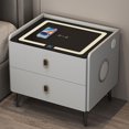 thumbnail image 1 of White Bedside Table with Charging Station and USB Ports，Modern LED Night Stand，2 Drawer Nightstand，Nightstand with Storage, Smart Bedside Tables (Size : Light Gray), 1 of 8