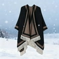 thumbnail image 5 of Women's Shawl Wraps Elegant Knitted Cape Open Front Poncho Scarf Blanket Sweater Cardigan Cape Coat for Fall Winter, 5 of 5