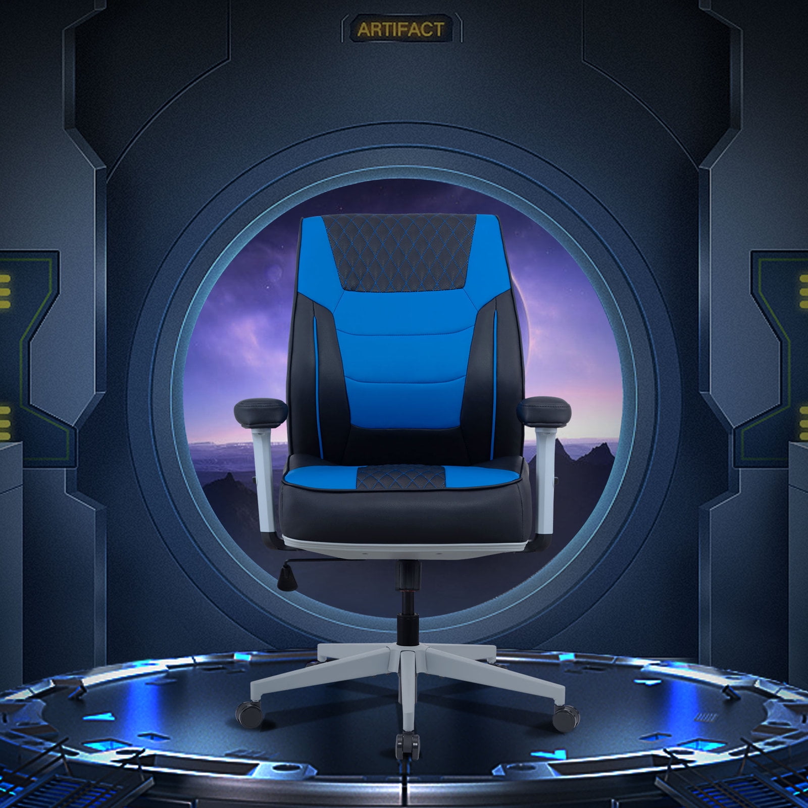 igo Mid Back Game Office Chair with Air Cushionr，Black/Blue