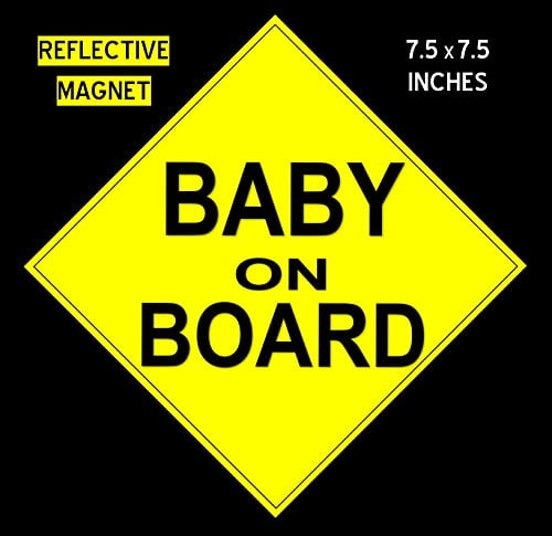 3 PCS by IOMEE Highly Reflective Safety Design Easily Seen “Baby On Board” Sign Magnet for Car Weatherproof & Durable 