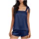 thumbnail image 1 of Fuera Del Hombro Tops para las Mujeres Manga Larga Casual sin Mangas Vendaje Sólido Y la Cintura Elástica Pantalones Cortos Conjuntos para el Verano, 1 of 8
