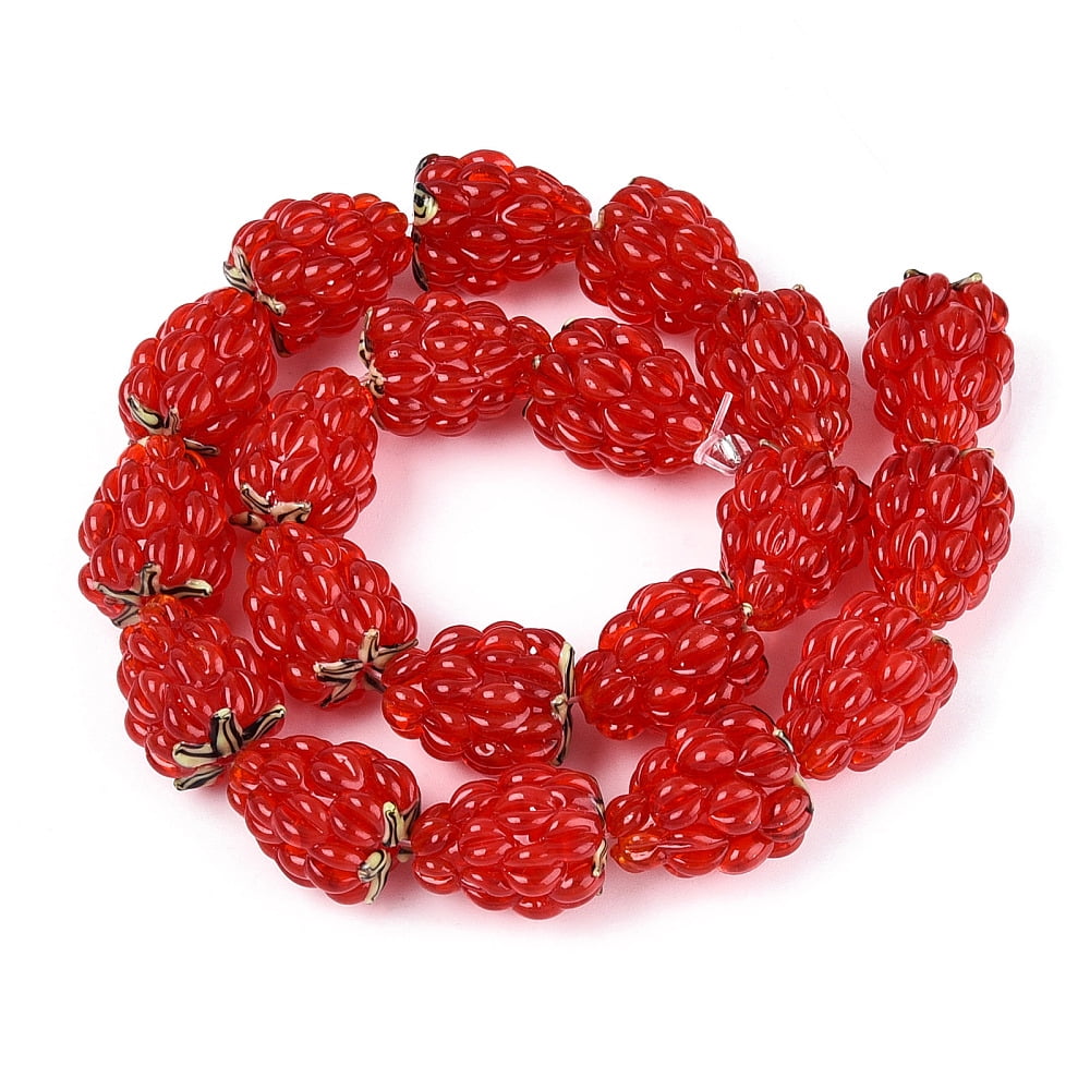 20 pc Handmade Lampwork Beads Raspberry Crimson 18~20x14~17mm