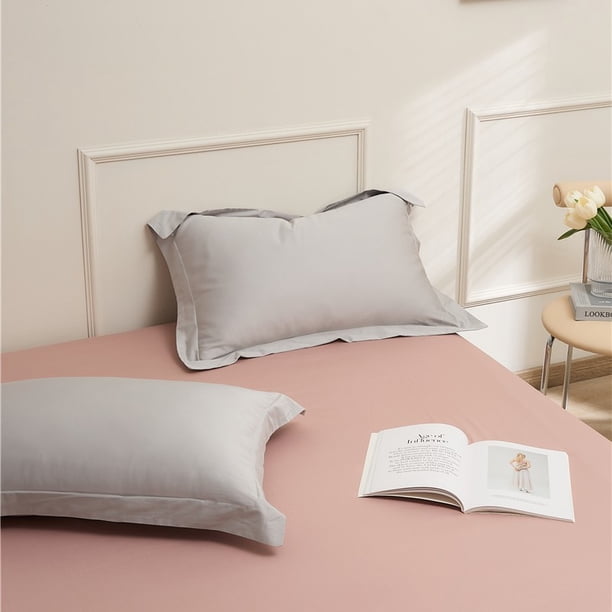 Nvzi 3 fundas de almohada de algodón de fibra larga. Comienza tu noche de ensueño con esta cómoda y transpirable funda de almohada de 48 x 74 cm (gris).