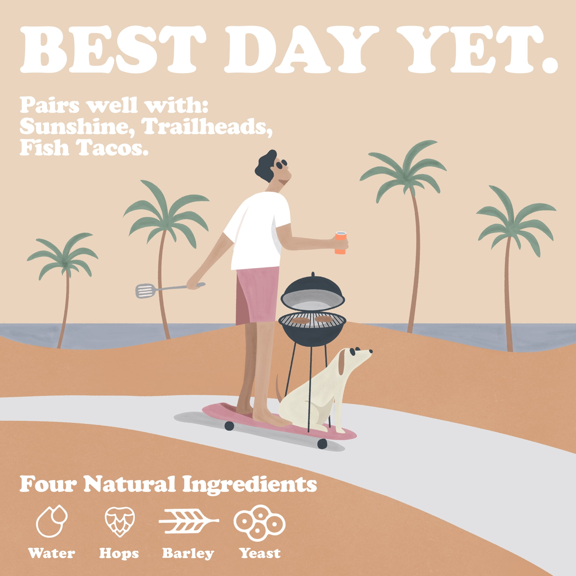 Best Day Brewing Non-Alcoholic Beer, Kölsch, 12 fl oz Cans, Pack of 12, below 0.5% ABV