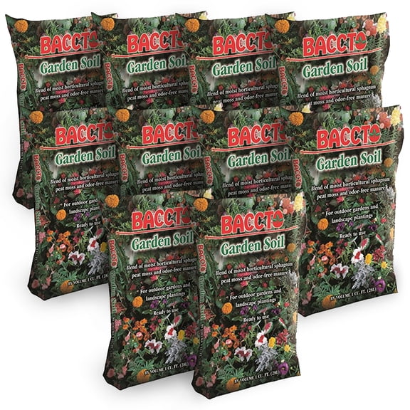 Michigan Peat Company BACCTO Garden Soil for Plants and Vegetables, 1 Cubic Foot, 10 Pack