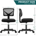 thumbnail image 2 of Armless Office Chair Mesh Ergonomic Small Desk Chair Armless Adjustable Swivel Black Computer Task Chair No Armrest Mid Back Home Office Chair for Small Spaces ，Black, HW026, 2 of 8