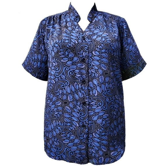 A Personal Touch Women's Plus Size Short Sleeve Mandarin Collar V-Neck Tunic - Grey Bachman - 3X