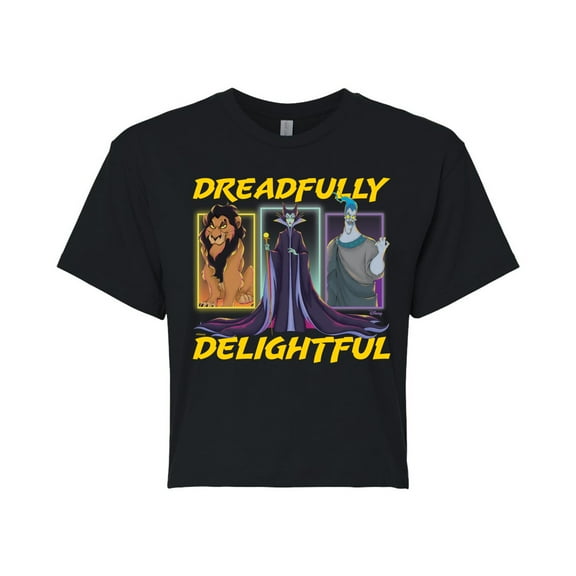 Disney Villains - Dreadlfully Delightful Scar Maleficent Hades - Juniors Cropped Cotton Blend T-Shirt