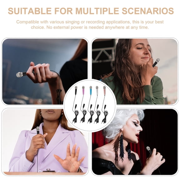MEIBUTYUP 5-Pack Compact Metal Handheld Microphones in Assorted Colors for Podcasting, Streaming, and Recording