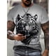 thumbnail image 3 of Camiseta con estampado gráfico de tigre colorido para hombre de talla grande para verano, camisetas casuales de manga corta a la moda para hombres grandes y altos, 3 of 5