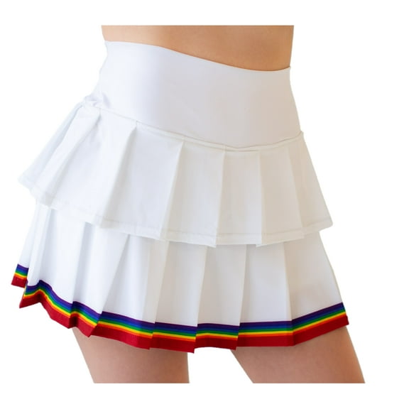 Faye Florie Women's Lisa Tennis Skirt (White/Rainbow) (Large)