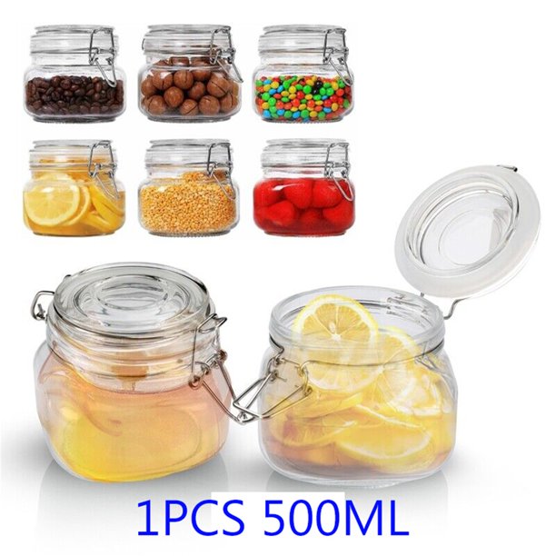 Square Glass Storage Containers 500ML Kitchen Storage Canister Jars