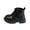 Black, variant on Boys Girls Combat Boots, Lace Up Ankle Boots with Side Zipper Easy On Off, Slip Resistant Durable Outsole, Unisex Footwear for Fall Winter Daily Occasions