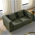 thumbnail image 2 of JERFIT Modern 2-Seater Sectional Sofa with Lumbar Pillows, Plush Teddy Fabric Upholstery, Deep Seating Couch for Living Room, Office, Green, 2 of 10