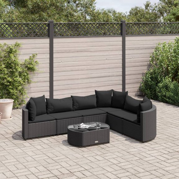 vidaXL Patio Sofa Set with Cushions Lounge Setting Outdoor Furniture Poly Rattan