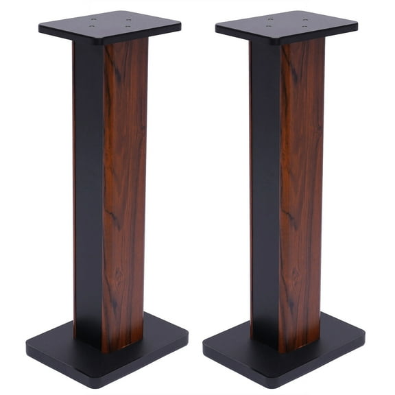 2x28" Home Speaker Stand, Theater Speaker Holder Studio Monitor Stands Multimedia Speaker Stand Yellow Sandalwood MDF, PVC 15kg