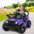 thumbnail image 2 of Gymax Kids Ride on Car Truck 12V Battery Powered Electric Vehicle w/ Foldable Mirrors Purple, 2 of 10