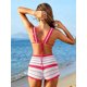 thumbnail image 4 of Trajes de baño para mujer, conjunto de bikini de color liso informal y moderno para playa, traje de baño a rayas para mujer, trajes de baño para mujer, traje de baño para mujer, trajes de baño de moda, 4 of 5