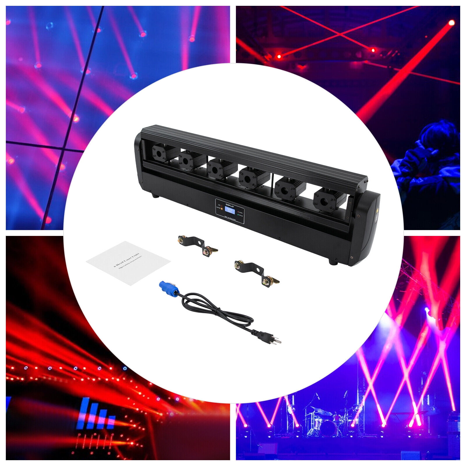 Moving Head Stage Light 6 Head Stage Bar Light Red Laser Beam DJ Party Disco Strobe Light