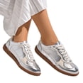thumbnail image 5 of HXWCHs Classic Retro Women's Casual Sneakers Soft Sole Comfortable Versatile Everyday Walking Footwear 5.5 Silver, 5 of 8