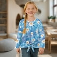 thumbnail image 4 of Xixirimido Daisy Blue Tie-dye Printed Girls Casual T-Shirt Crew Neck Tunic Tops Long Sleeve Loose Fit Soft Blouse Tie-hem Tees for Fall Winter, Size 9-10, 4 of 7