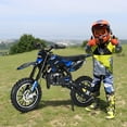 thumbnail image 5 of Mini Kid Dirt Bike, 49CC 2-Stroke Gas Powered Motorcycle with Off-Rode Tire, Front Rear Disc Brakes, Shock Absorption Pocket Motorbike, Up to 25 Mph, Max Load 330 LBS, 5 of 9