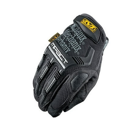 Mechanix Wear Medium Black M-Pact Full Finger Spandex And Rubber Anti-Vibration Gloves With Hook & Loop Cuff Poron SRD Foam Palm And Rubberized Grip On Thumb, Index Finger And Palm