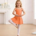 thumbnail image 7 of AHTJRT Girls Sleeveless Tennis Dress Dance Ballet Leotards Square Neck Dress Summer Spring School Active Sports Outfits Orange 5-6 Years, 7 of 7