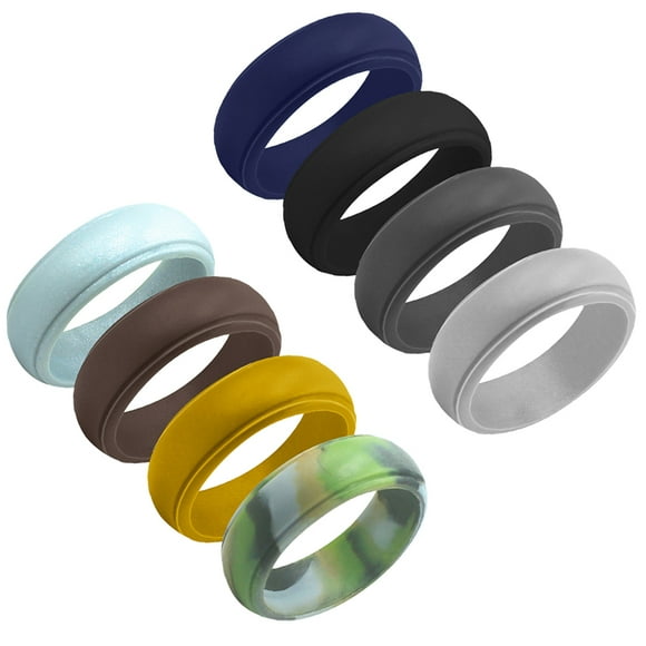 IFANLANDOR 8Pcs Silicone Wedding Bands Comfortable Flexible Finger Rings for Active Lifestyle