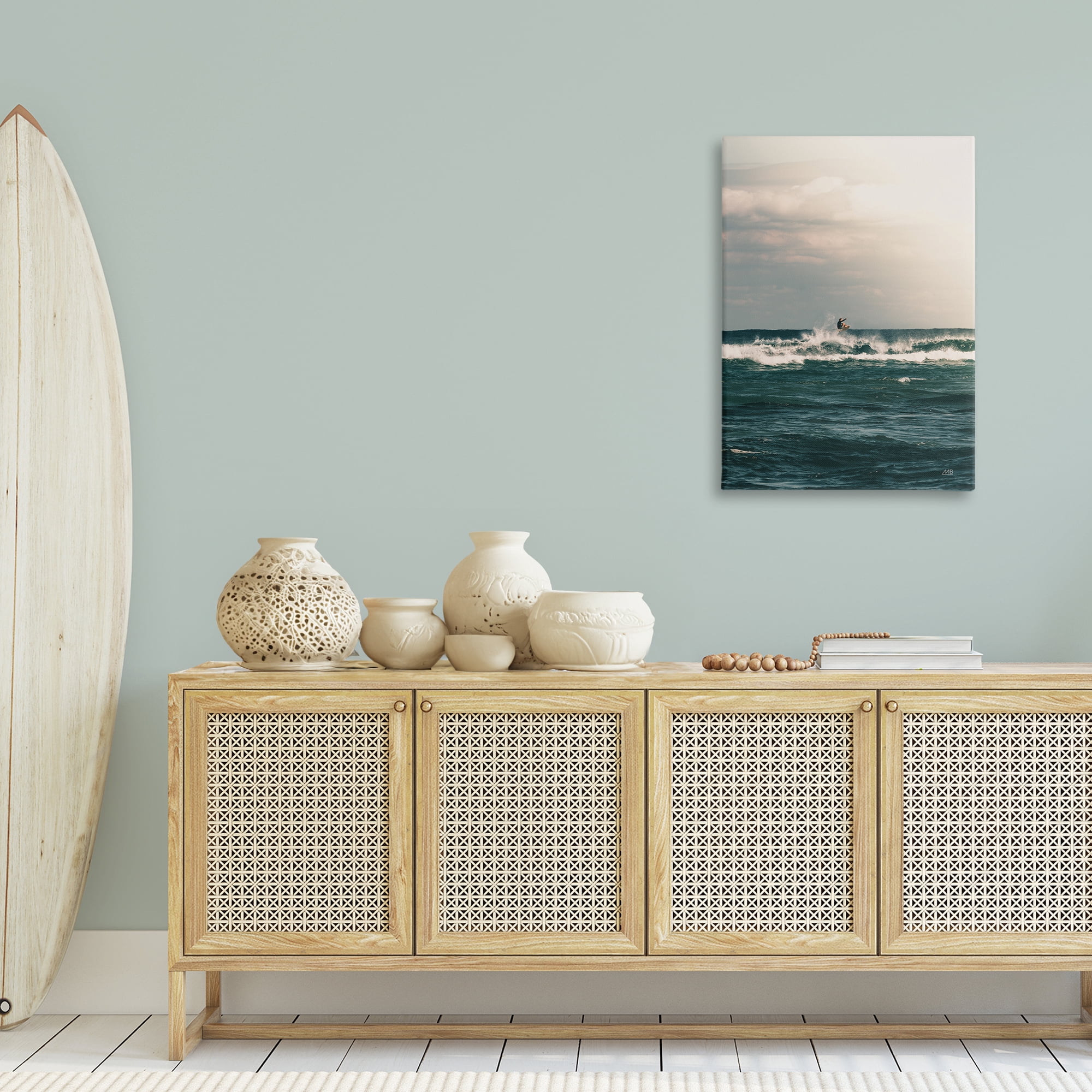Stupell Industries Ride The Tide Surfer Nautical & Beach Photography Wrapped Canvas Art Print Wall Art, 24 x 36