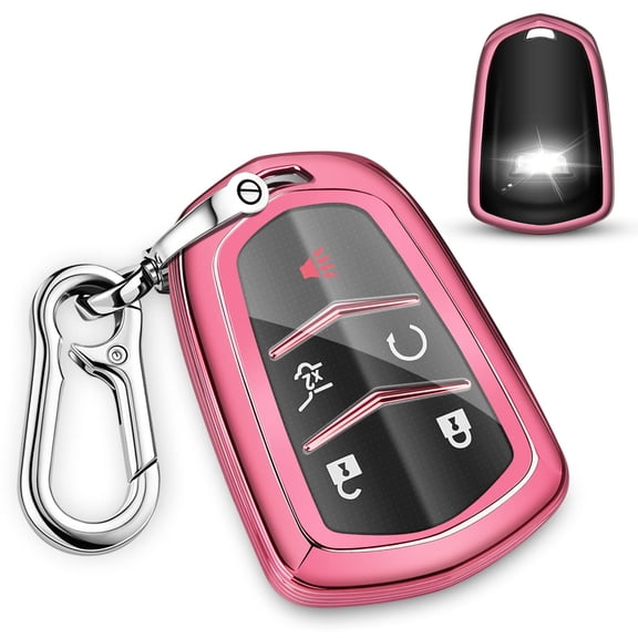 Ultra-Flexible Full-Body TPU 5-Button Key Fob Case with Keyring for Cadillac Escalade CTS SRX XT5 ATS STS CT6 2015-2019 Smart Remote Cover