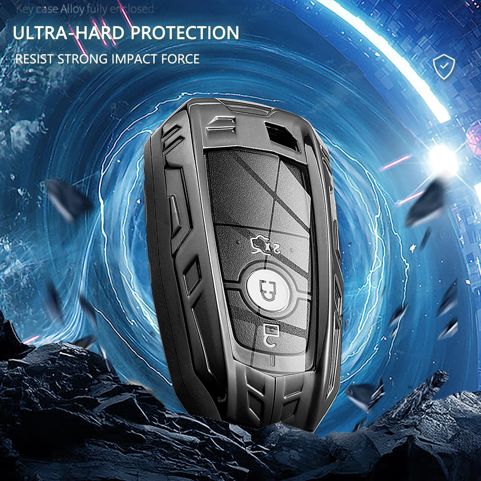 For Ford Key Fob Cover,Keychain,Zinc Alloy Protection Car Key Shell Case Compatible with Ford Holder Smart Remote Keyless Keyshell Accessories