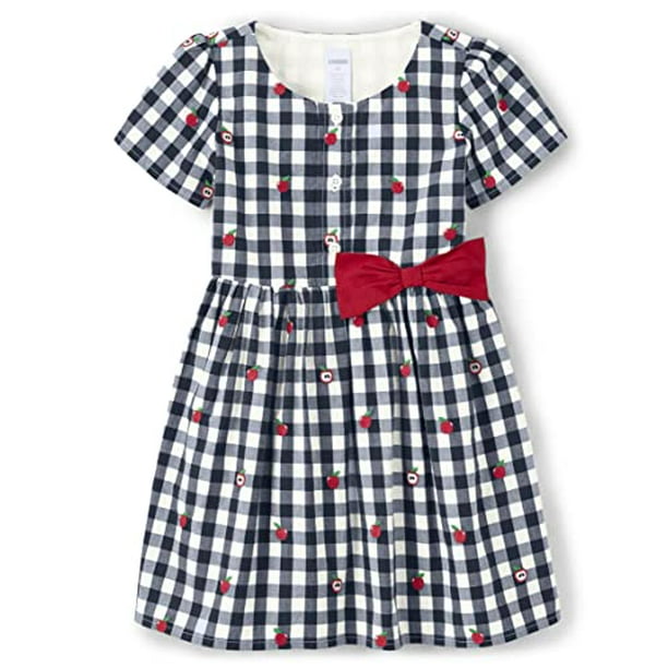 Gymboree Girls and Toddler Short Sleeve Woven Casual Dresses, Apple Plaid,  3T 