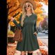 thumbnail image 5 of Vestido de Larga para Mujer, Cuello Redondo, Cintura Alta, Túnica con Bolsillos Verde L, 5 of 6