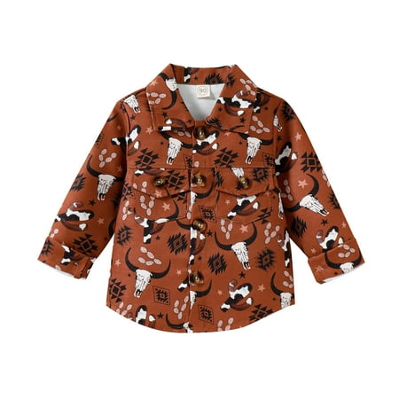 

Qufokar 18 Month Jeans Boy 5T Boys Shirts Toddler Boys Girls Shirt Coat Jacket Cartoon Prints Long Sleeve Kids Turn Collar Button Tops Outerwear