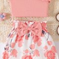 thumbnail image 4 of KPOPLK Toddler Girl Floral Outfit Kids Sleeveless Waffle Cami Tank Ruffle Tops Wide Shorts Summer Clothes for 3T 4T 5T 6T 7T(3-4 Years,Pink), 4 of 4