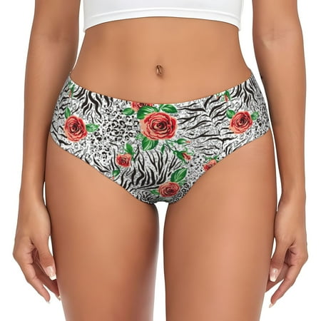 Womens Underwear - Roses Mixed Zebra 1 No Show Seamless Underwear for Women  Soft Stretch Womens Panties  Hipster Ladies Panties Bikini Underwear Briefs